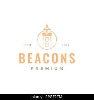 Beacons Lighthouse Sea Ocean Circle Line minimaler Hipster Logo-Vektor Stock Vektor
