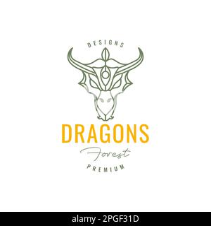 Alte Tierwelt Legende Mythos Drachenkopflinie minimales Logo-Design Vektor Stock Vektor