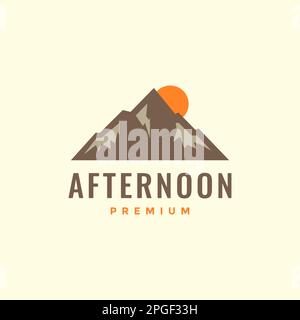 Sonnenuntergang Nachmittagsspaß Hochgebirge Sonne Hipster farbiger Logo-Vektor Stock Vektor
