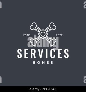 Crossbones Gear Services bilden den minimalen Logo-Design-Vektor Stock Vektor