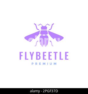Fliegender Käfer Insektenflügel femininer Vektor mit Logo Stock Vektor