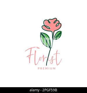 Feminine Blumenblume Blumendesign Moderne minimalistische Kunst farbenfrohes Logo-Design Stock Vektor