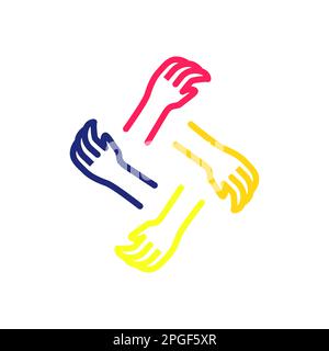 Hands Connect Community Team gemeinnützige gemeinnützige, farbenfrohe, abstrakte, moderne Logoform Stock Vektor
