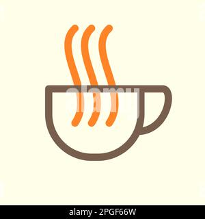 tasse Kaffee, warmer Duft, einfacher Vektor mit abstraktem minimalistischem Retro-Logo Stock Vektor