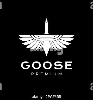 Fliegender Vogel, weiße Gans, moderner Vektor mit geometrischem Logo Stock Vektor