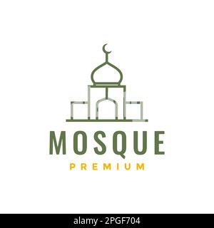 Moschee muslimische Gebetskuppel minimalistische Linien Logo-Design-Vektor Stock Vektor