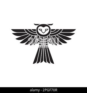 Tierwelt Wald Baum Vogelscheune Eule fliegende moderne geometrische Logo-Design-Vektor Stock Vektor