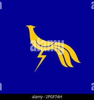 Tierhühner Hahn Geflügel kräht Blitz modernes farbenfrohes Logo-Design Stock Vektor