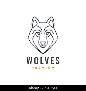 Tierwelt Wald Dschungel Fleischfresser Wolf Wölfe Kopf minimalistisches Logo Design Vektor Stock Vektor