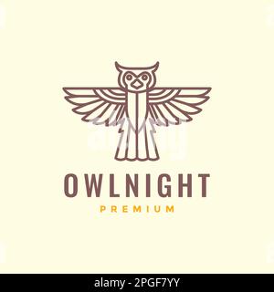 Flying Bird Nocturnal Freedom Horned Eulen geometrische Linien Art Logo Design Vektor Stock Vektor