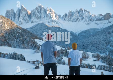 Winter in Italien Val Gardena Dolomiten Stockfoto