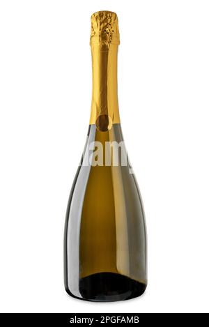 Flasche Champagner-Cuvee, millesimato-Sekt, isoliert auf Weiß, mit Clipping Path im Preis inbegriffen Stockfoto