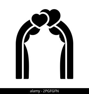 Hochzeitsbogen mit Herzen isolierter Glyphe Symbol. Vektordarstellung, Romantikelemente. Aufkleber, Patch, Marke, Karte für die Ehe, valentine Stock Vektor