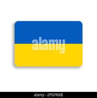 Ukrainische Flagge - flaches Vektorrechteck mit abgerundeten Ecken und Schlagschatten. Stock Vektor