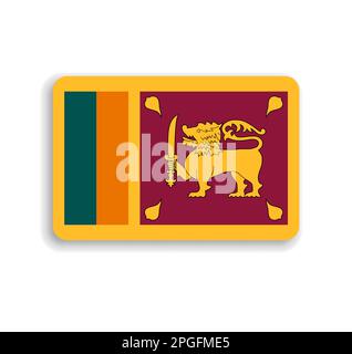 Sri-Lanka-Flagge – flaches Vektorrechteck mit abgerundeten Ecken und fallendem Schatten. Stock Vektor