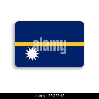 Nauru-Flagge - flaches Vektorrechteck mit abgerundeten Ecken und Schlagschatten. Stock Vektor