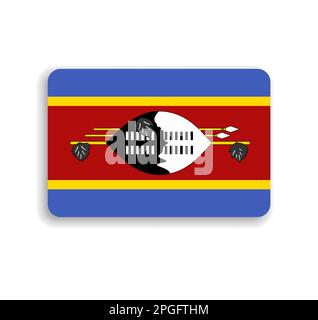 Eswatini-Flagge - flaches Vektorrechteck mit abgerundeten Ecken und Schlagschatten. Stock Vektor