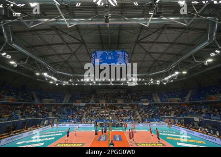 Mailand, Italien. 22. März 2023. Superliga-Volleyball-Meisterschaft A Männer 2022/2023 Playoff Viertelfinalspiel 2 - Allianz Power Volley Milano vs Sir Safety Volley Perugia, am 22. März 2023 auf der Allianz Cloud, Mailand, Italien Kredit: Tiziano Ballabio Kredit: Tiziano Ballabio/Alamy Live News Stockfoto