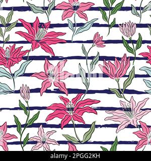 Abstraktes, nahtloses Blumenmuster. Vektorgrafik mit Blumendesign. Stock Vektor