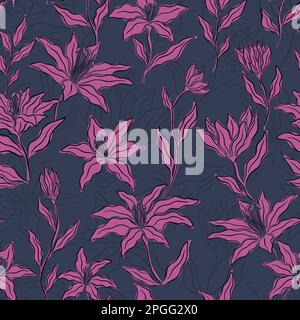 Abstraktes, nahtloses Blumenmuster. Vektorgrafik mit Blumendesign. Stock Vektor