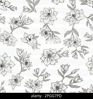 Nahtloses Blumenmuster mit Magnolienblüten. Vektorgrafik mit Blumendesign. Stock Vektor