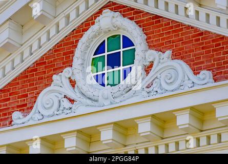 Architektonische Details des George County Courthouse sind am 20. März 2023 in Lucedale, Mississippi, abgebildet. Stockfoto