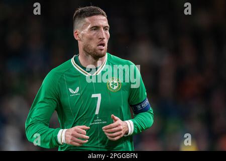 Dublin, Irland. 22. März 2023. Matt Doherty of Ireland während des internationalen Freundschaftsspiels zwischen der Republik Irland und Lettland im Aviva Stadium in Dublin, Irland, am 22. März 2023 (Foto: Andrew SURMA/Credit: SIPA USA/Alamy Live News Stockfoto