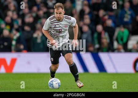 Dublin, Irland. 22. März 2023. Vladislavs Sorokins aus Lettland während des internationalen Freundschaftsspiels zwischen der Republik Irland und Lettland im Aviva Stadium in Dublin, Irland, am 22. März 2023 (Foto: Andrew SURMA/Credit: SIPA USA/Alamy Live News Stockfoto