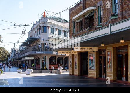 Das Hotel Steyne amd Mew New Brighton Hotel am Manly Corso in Manly Beach, Sydney Stockfoto