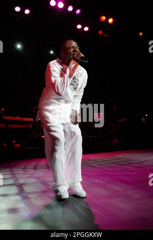 Bobby Brown, Ex-Mann von Whitney Houston, tritt live im Enmore Theatre auf, um für seine Album-Veröffentlichung „Greatest Hits“ zu werben. Sydney, Australien. 20.07.2007. Stockfoto