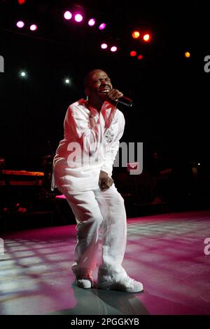 Bobby Brown, Ex-Mann von Whitney Houston, tritt live im Enmore Theatre auf, um für seine Album-Veröffentlichung „Greatest Hits“ zu werben. Sydney, Australien. 20.07.2007. Stockfoto