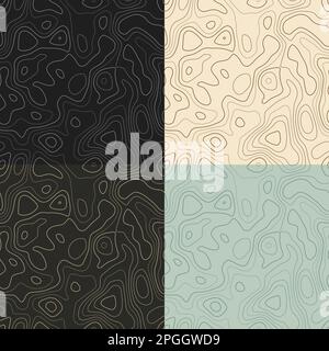 Topographiemuster. Nahtlose Höhenangaben. Erstaunlicher Isolinhintergrund. Leistungsstarke, kachelbare Muster. Vektorabbildung. Stock Vektor