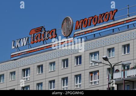 Werbung, Tatra, Karl-Marx-Allee, Mitte, Berlin, Deutschland Stockfoto