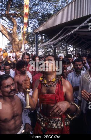 Velichappadu Oracles in Bharani Festival in Kodungallur, Kerala, Indien, Asien Stockfoto