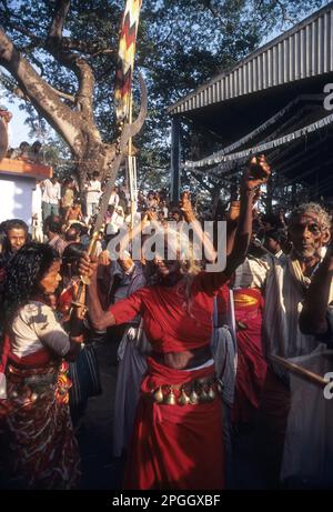 Velichappadu Oracles in Bharani Festival in Kodungallur, Kerala, Indien, Asien Stockfoto