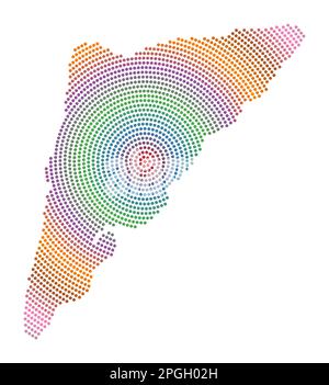 Salt Cay, Turks Islands gepunktete Karte. Digitale Form von Salt Cay, Turks Islands. Techniksymbol der Insel mit graduierten Punkten. Stock Vektor