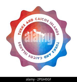 Turks- und Caicosinseln Logos mit niedrigem Poly-Logo. Buntes Reiselogo mit Farbverlauf der Insel im geometrischen Stil. Stock Vektor