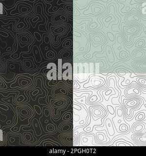 Topographiemuster. Nahtlose Höhenangaben. Ansprechender isolierter Hintergrund. Moderne Fliesenmuster. Vektorabbildung. Stock Vektor