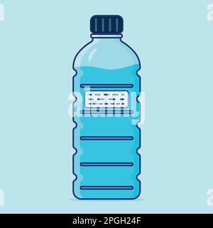 Wasserflasche Mit Wasservektor Abbildung, Süßwasserflasche Getränk Und Klarwasserflasche Flachvektor, Mineralwasser Trinkwasser Kunststoffflasche Vektor Stock Vektor