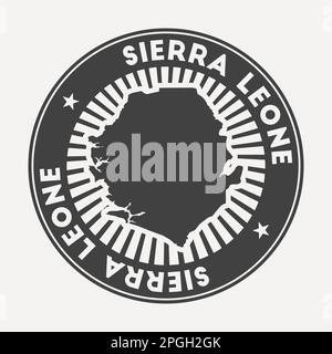 Rundes Sierra Leone-Logo. Vintage-Reiseabzeichen mit kreisförmigem Namen und Landkarte, Vektorillustration. Stock Vektor