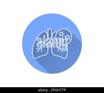 Disease lung Flat Symbol. Einfache Illustration mit langem Schatten für Grafik und Web. Stock Vektor