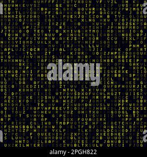 Technologischer Hintergrund. Hintergrund mit gelben Buchstaben. Mittelgroßes nahtloses Muster. Saubere Vektordarstellung. Stock Vektor