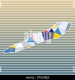 Cayman Brac Vektorillustration. Cayman Brac-Design auf verlaufendem Streifen-Hintergrund. Technologie, Internet, Netzwerk, Telekommunikationskonzept. Stock Vektor