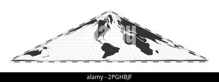 Vektor-Weltkarte. Kollignon-EQUAL-Area-pseudozylindrische Projektion. Einfache geografische Weltkarte mit Breiten- und Längengraden. Stock Vektor