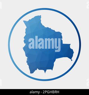 Bolivien Symbol. Polygonale Landkarte des Landes im Gradientenring. Rundes Schild mit niedrigem Poly Bolivien. Vektorabbildung. Stock Vektor