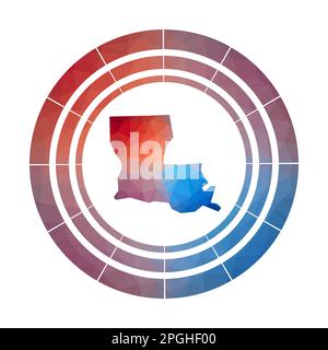 Louisiana-Emblem. Helles Farbverlauf-Logo des US-Bundesstaates in flachem Poly-Stil. Stock Vektor