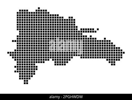 Karte der Dominikanischen Republik. Karte der Dominikanischen Republik im gepunkteten Stil. Grenzen des Landes mit Rechtecken für Ihr Design. Stock Vektor