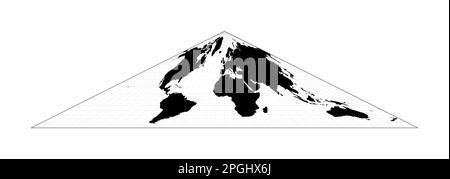 Weltkarte mit Meridianen. Kollignon-EQUAL-Area-pseudozylindrische Projektion. Einfache geographische Weltkarte mit Rasterlinien. Vektorabbildung. Stock Vektor