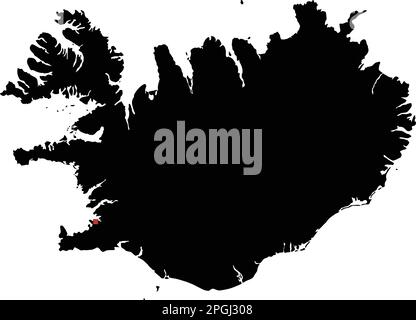 Sehr detaillierte Karte der isländischen Silhouette. Stock Vektor