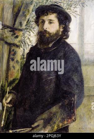 Porträt von Claude Monet (1840-1926), Ölgemälde auf Leinwand von Pierre Auguste Renoir, 1875 Stockfoto